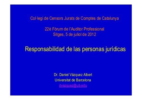 Responsabilidad De Las Personas JurÃ­dicas ColÂ·legi De Censors