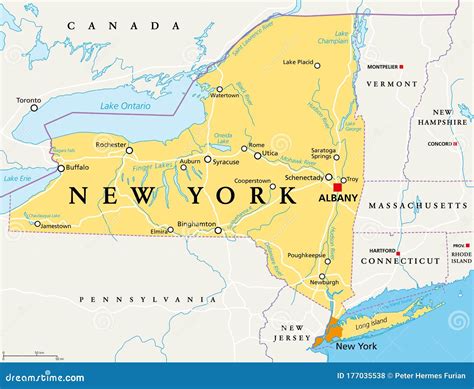 New York State Nys Political Map Stock Vector Illustration Of States