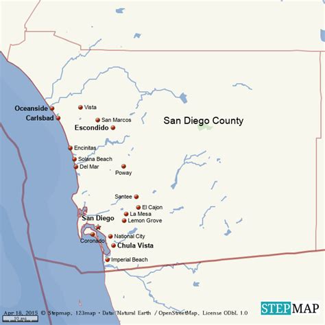 Stepmap San Diego County California Landkarte Für World