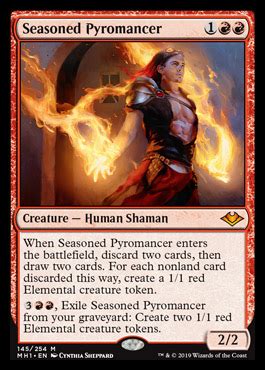 There are #6# red face cards in total cards of #52#. Seasoned Pyromancer | MODERN HORIZONS Visual Spoiler
