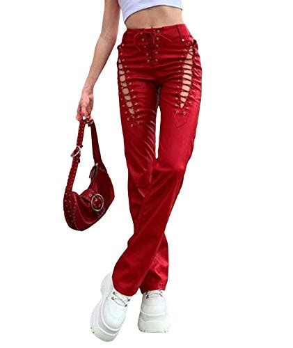 best red lace up pants for a night out