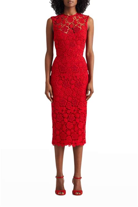 Shoshanna Floral Lace Short Sleeve Midi Dress Neiman Marcus