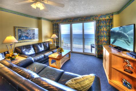 Condo Living Room With Ocean View Of Daytona Beach