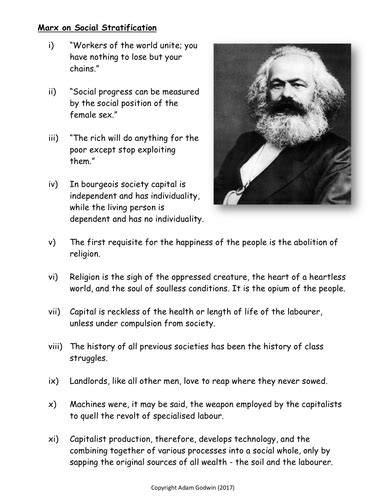 Marx Marxism And Marxist Sociology Social Stratification L420 Wjec