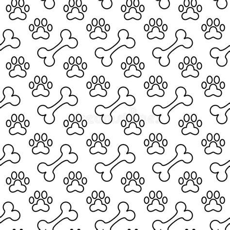 Pet Paw And Bones For Dog Pattern Stock Vector Illustration Of