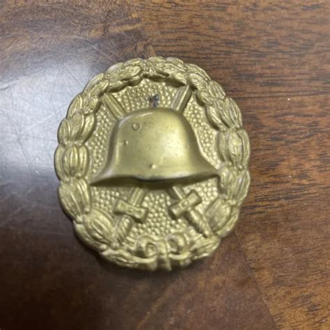Ww1 German Army Gold Metal Wound Badge Pin 1914 1918 Original Imperial