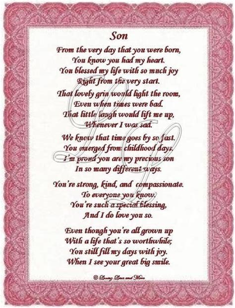 Happy birthday son quotes from mom and dad. Happy Birthday poems for great sons | Son poem is about a special son. Poem may be personalized ...