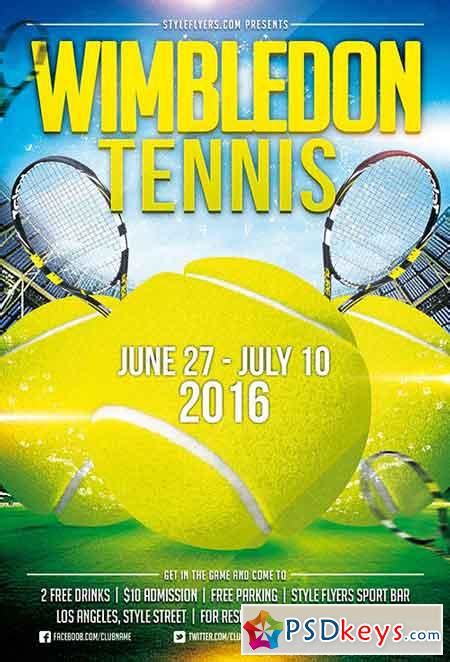 Tennis Wimbledon PSD Flyer Template + Facebook Cover » Free Download