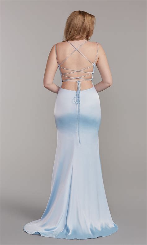 Long Sheath Designer Open Back Prom Dress Promgirl