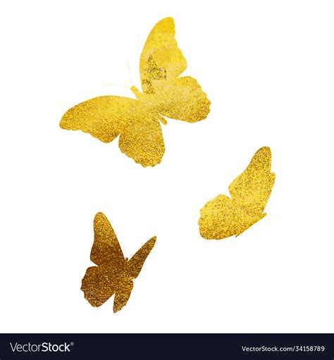 Beautiful Butterfly Golden Glitter Silhouette Vector Image