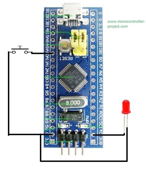 Stm32f103 Microcontroller Led Onoff Control With Push Button As Input