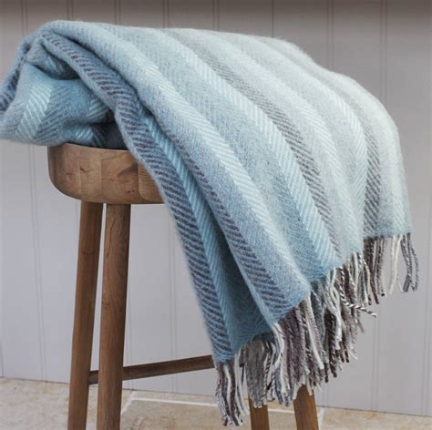 Natural Blue Wool Throw By Marquis And Dawe