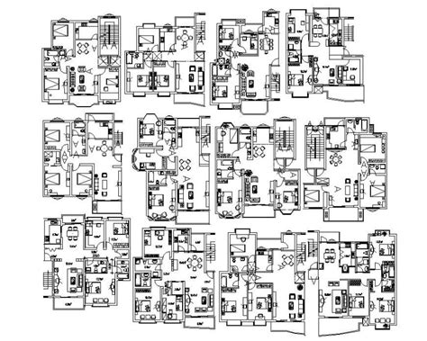 Multiple Residence Layout Plan Cad File Cadbull