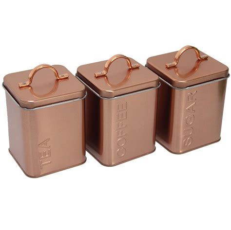 Update your kitchen cabinets or bathroom vanities with this product. Rose Gold 4 Pc Kitchen Storage Set Bread Bin Tea Coffee ...