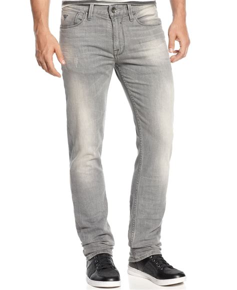 Guess Men S Slim Straight Lonesome Wash Jeans In Gray For Men Lonesome
