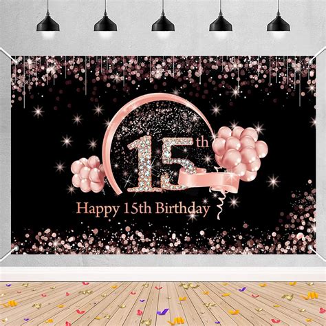 Buy Happy 15th Birthday Backdrop Banner For Girl Happy 15 Years Old