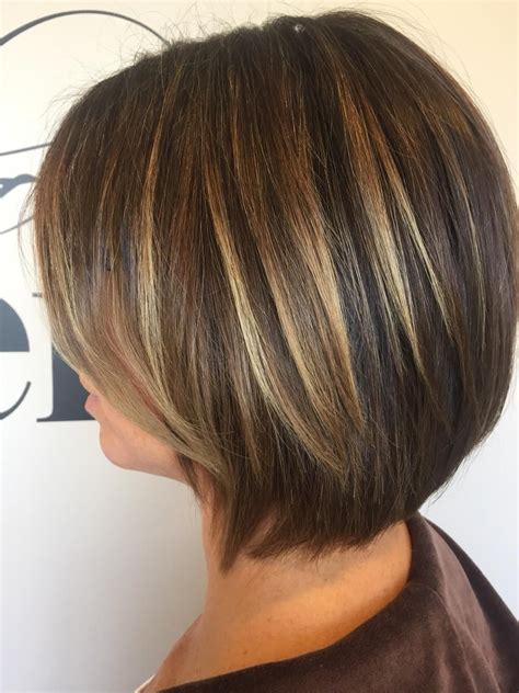 Color Partial Highlight Haircut And Blow Dry Brightened Up This Cute Bob Getting Ready