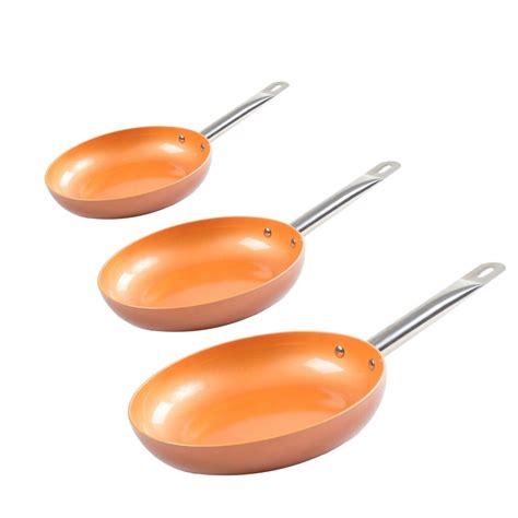 Copper chef non stick pan. Imperial Home 3 Copper Core Non-Stick Frying Pan Set ...