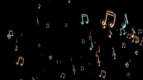 Music Notes Floating From The Side Black Background Particular Free