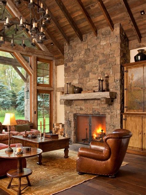 A fireplace in the master bedroom presents with ample opportunities to create an inventive atmosphere around it. #HomeOwnerBuff Country rustic traditional living room idea ...