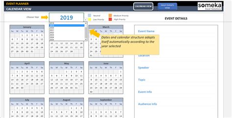 Interactive Excel Calendar Template