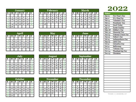 Free Editable 2022 Yearly Word Calendar Free Printable Templates