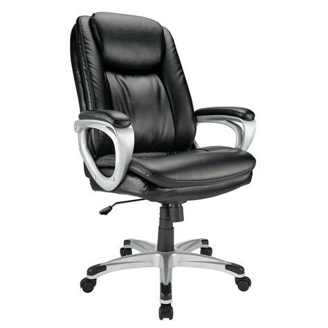 Realspace Treswell Bonded Leather High Back Executive Chair Blacksil