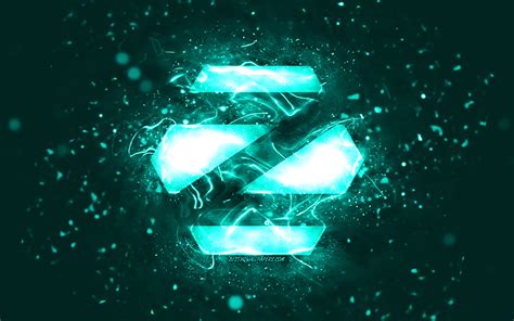 Download Wallpapers Zorin Os Turquoise Logo 4k Turquoise Neon Lights