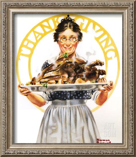 Thanksgiving Or Woman Holding Platter With Turkey Giclee Print Norman Rockwell