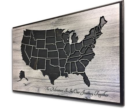 Us Map Art United States Home Wall Decor Carved Customize