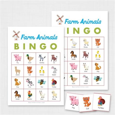 Printable Farm Animals Bingo Fun Activities For Kids