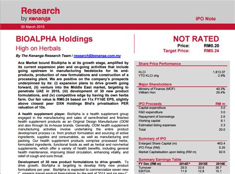 Is it a good dividend stock to add to your portfolio? BICARA PELABURAN: IPO BIOALPHA HOLDINGS BERHAD