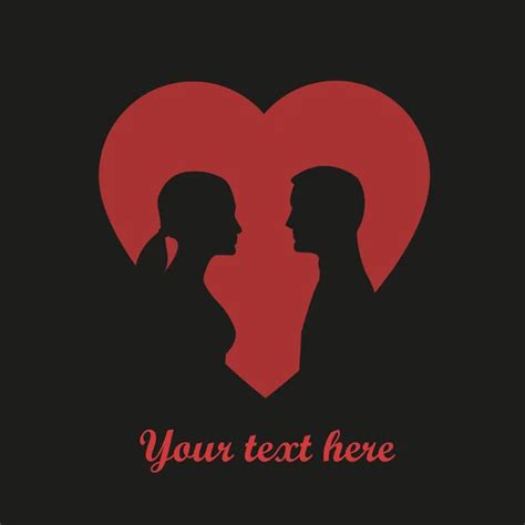 Silhouettes Of Man And Woman Standing And Hugging On The Red Background
