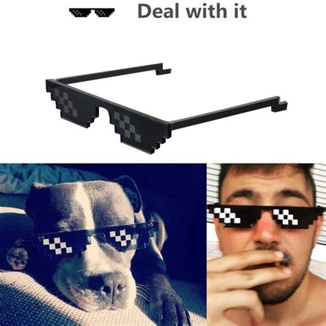 Spoof Deal With It Thug Life Glasses Meme Mlg Shades Bit Pixelated Unisex Sunglasses