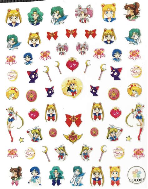 Anime Sailor Moon Nail Stickers Geek Love Heart Bows Etsy España