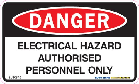 Danger Electrical Hazard Auth Personnel 90x55 Decal Euro Signs And Safety