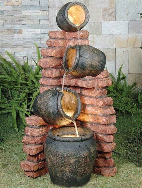 4 Pots On Brick Fountain Water Feature Diy Garden Fountains Diy