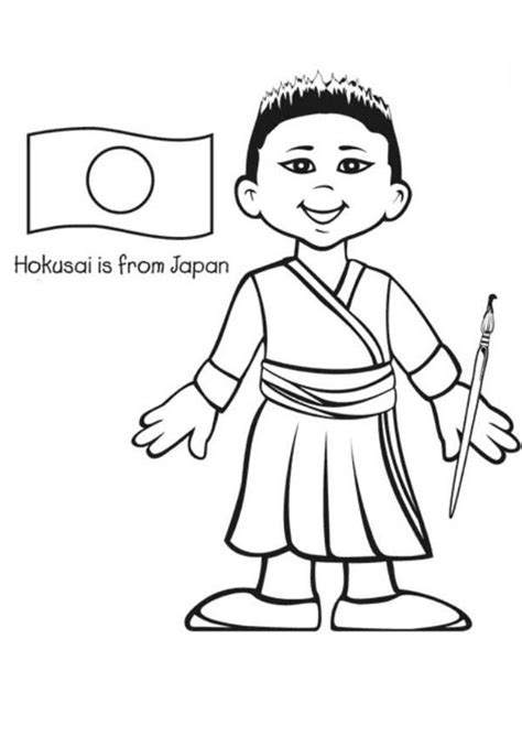 Boy From Japan Coloring Page Coloring Sky World Map Coloring Page