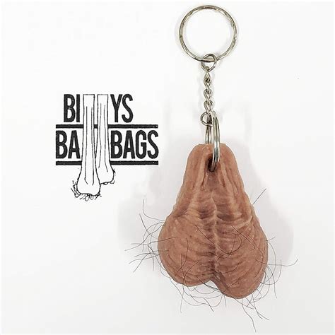 Hairy Silicone Testicle Ballsack Nuts Keyring Keychain By