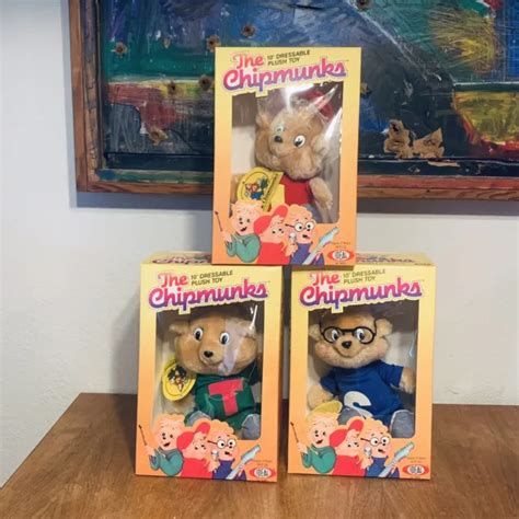 VINTAGE 80S ALVIN & The Chipmunks Plush Toys Simon Theodore 1987