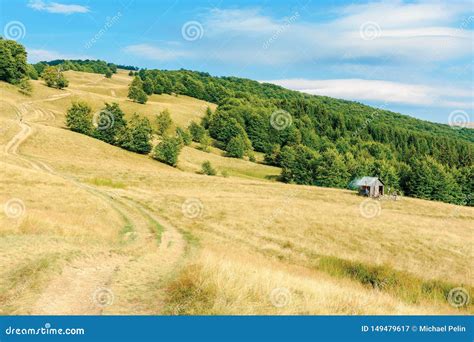 Country Road Winding Uphill Through Meadow Stock Image Image Of
