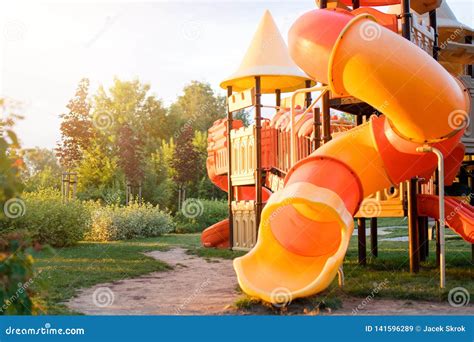 Colorful Playground In The Park Blurred Stock Image Image Of