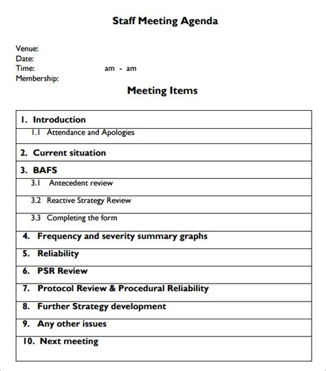 Free 4 Staff Meeting Agenda Samples In Pdf