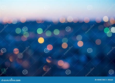 City Lights Abstract Circular Bokeh On Blue Background Stock Image