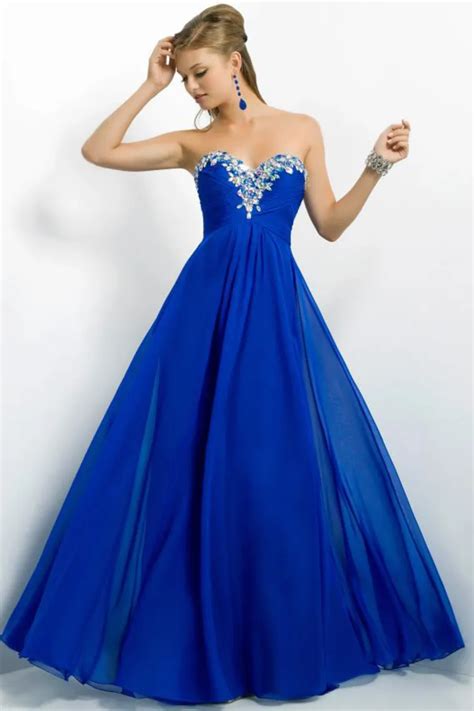 Crystal Beaded Royal Blue Evening Dresses Formal Royal Blue Party Dresses Floor Length Cheap