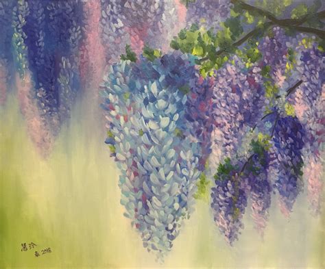 Purple Wisteria By Hypaintings On Etsy Flower Painting Original