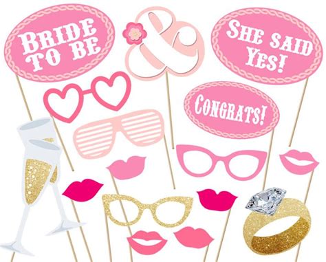 Bridal Party Photo Booth Props Printable Instant Download Print Digital File Ba Bridal