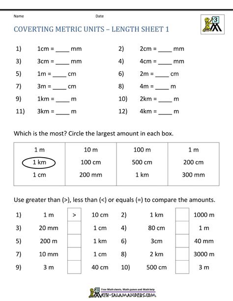 Measurement Conversion Worksheet Grade 4