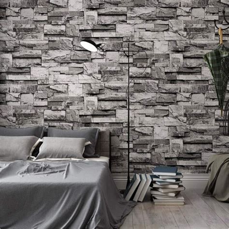 3d Wallpaper Bedroom Living Mural Roll Modern Faux Brick Stone Wall Usa