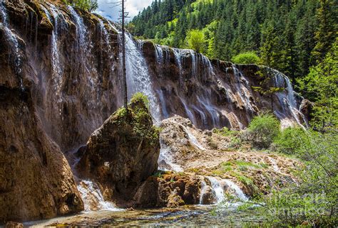 Waterfall In Jiuzhaigou China Photograph By Fototrav Print Fine Art